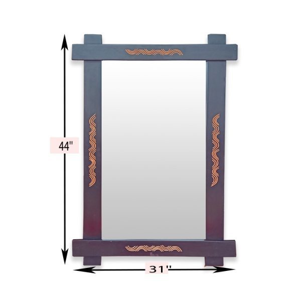 Wooden Rectangle Wall Mirror In Brown