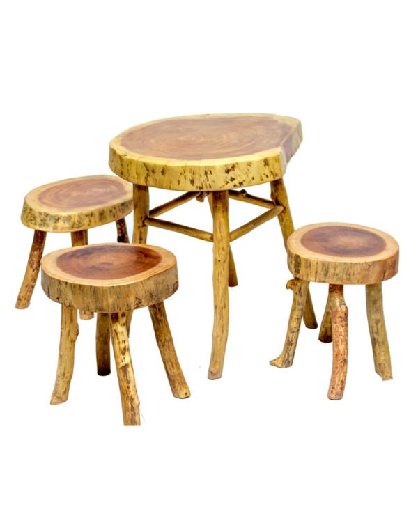 Rustic Table and Stools Set