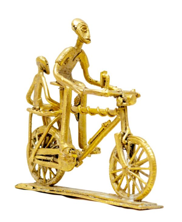 Man and Wife on a Bicycle in Brass 