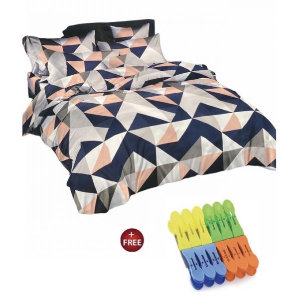 Elegant Queen Size Bedsheets - 4 Pieces - Multicolor + Cloth Pegs