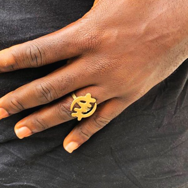 African Brass Adinkra Ring