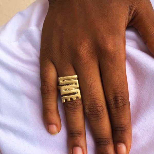 African Brass Adinkra Ring/African Nkyinkyim Adinkra Ring