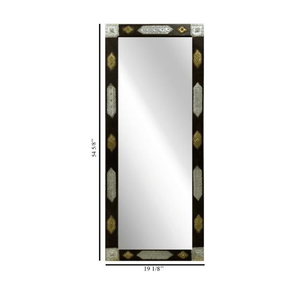 Hand Crafted Wooden Brass and Metal Rectangle Mirror